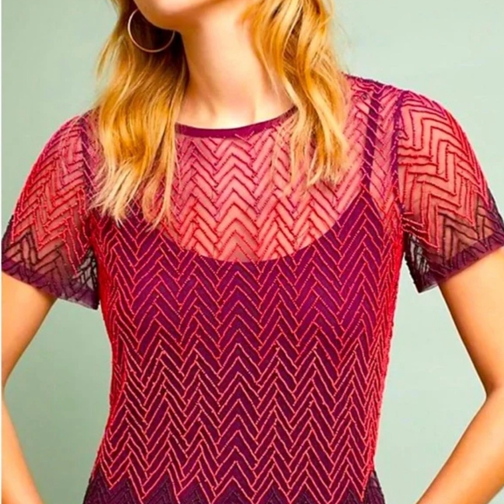 Anthropologie Corinne Chevron Beaded top